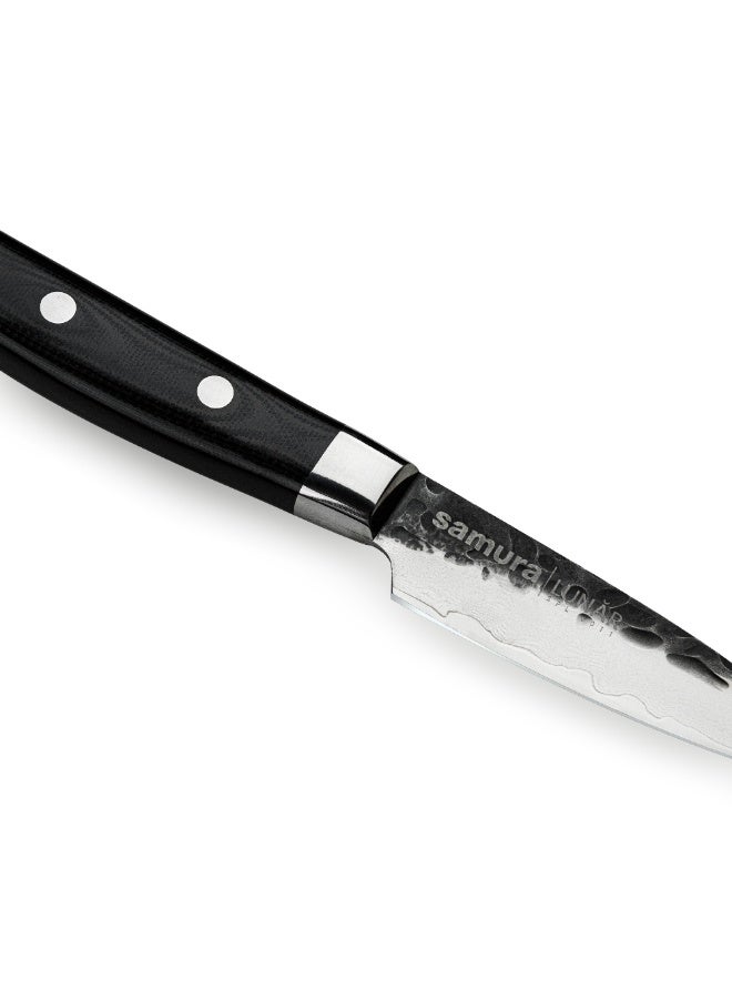 Samura PRO-S LUNAR Knife Set 3 Pcs | Paring Utility Chef Knife | Hammered Damascus Steel Blade | G-10 Fiberglass Handle | Precision Cutting - Image 4